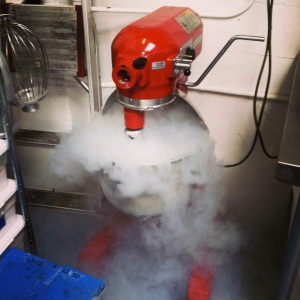 Making liquid nitrogen ice cream. 