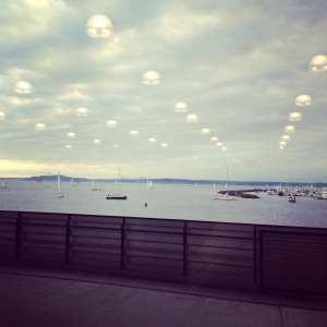 Out the window at a job on Pier 9 - disregard the weird UFOs, they are just reflections. 